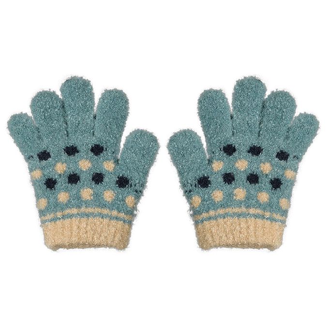 akachan honpo - 5指手套-圓點-藍色 (100cm)