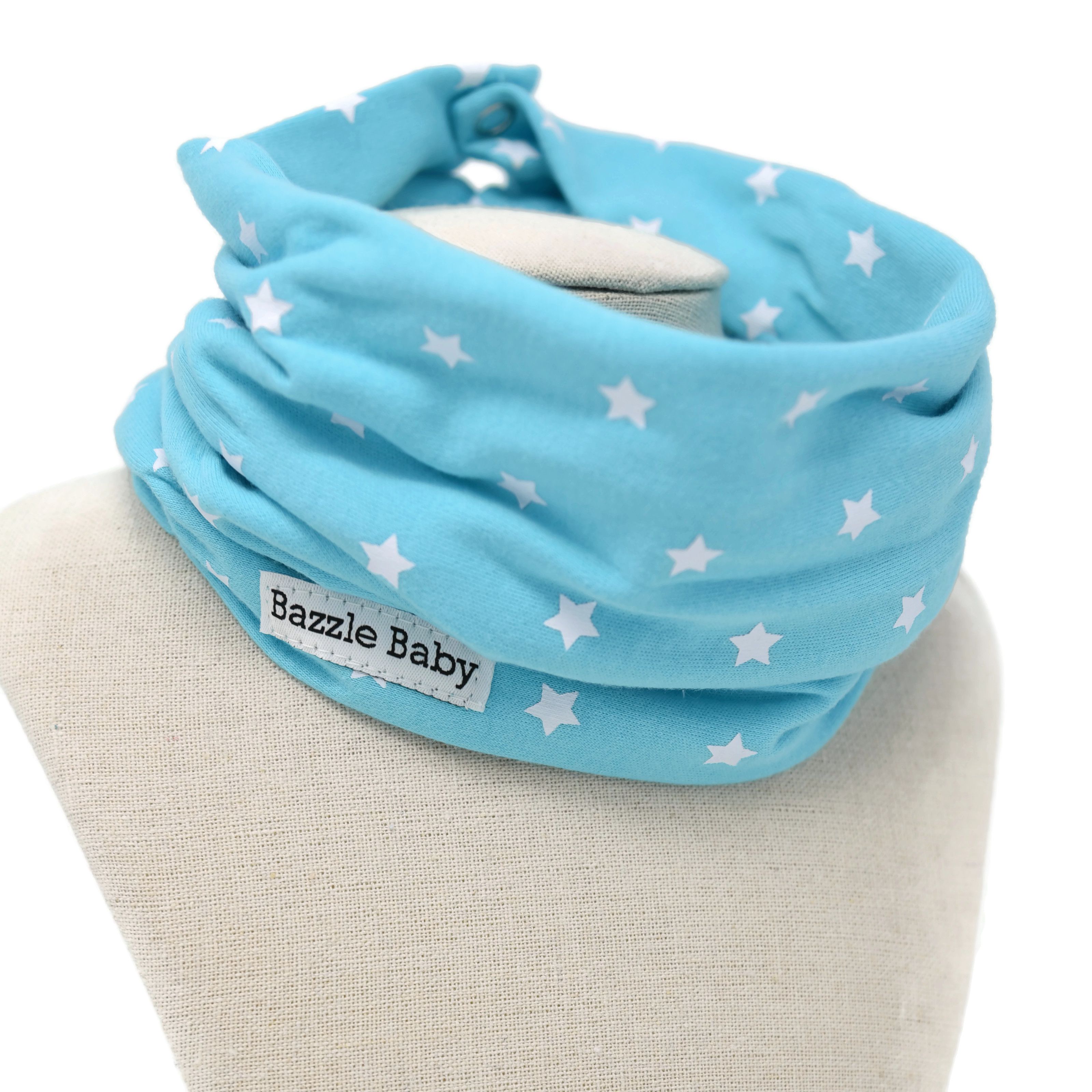 美國 Bazzle baby - 寶寶脖圍圍兜-水藍星星 (41*20cm/1入)