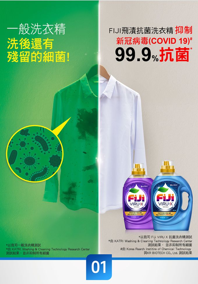 韓國 Fiji飛漬 - 抗菌洗衣精(經典) - 2.2L-4入組/箱