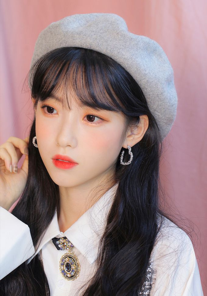 韓國 Soo&Soo - 法式風羊毛貝雷帽-灰 (直徑28cm，高7cm, 頭圍56cm)