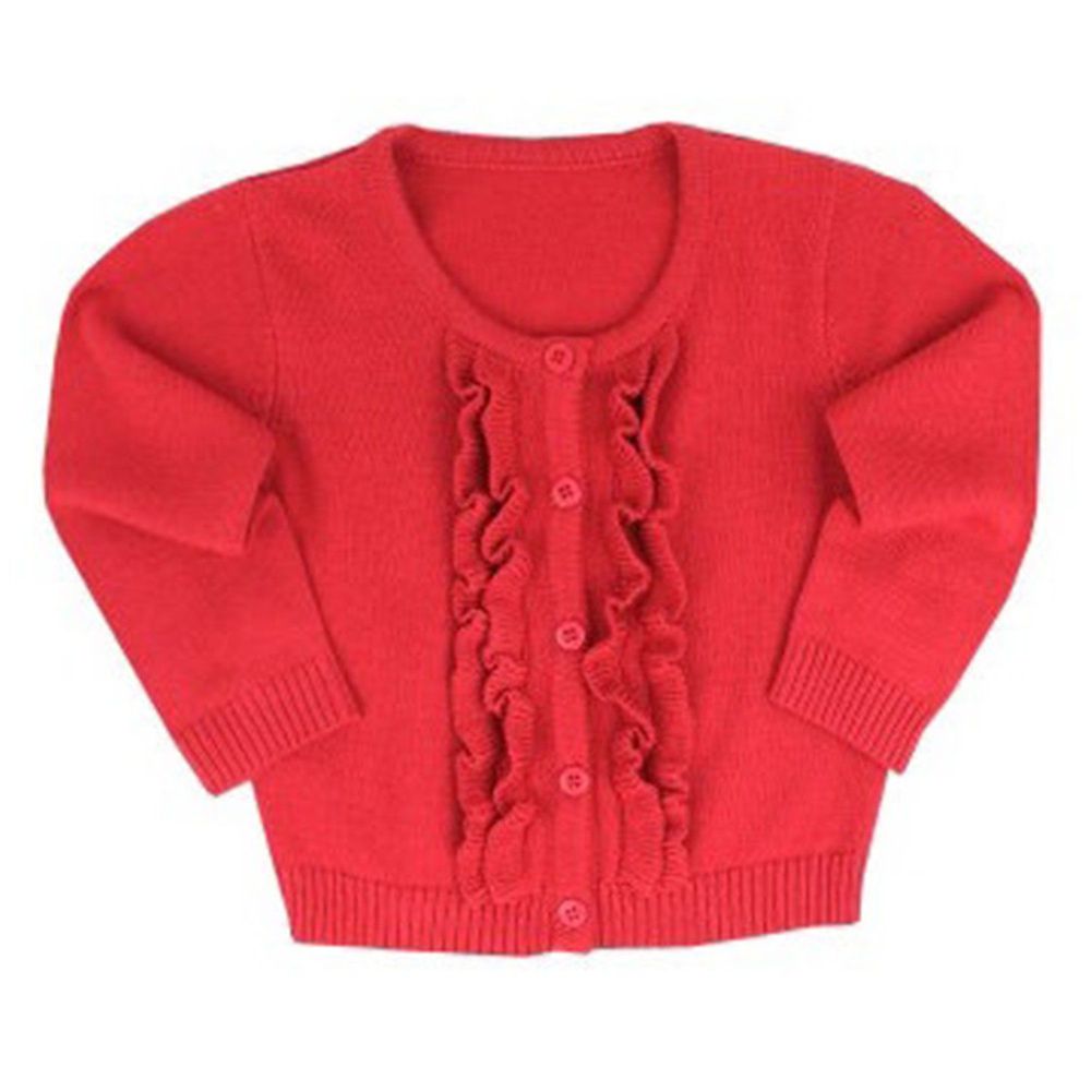 美國 RuffleButts - 寶寶/兒童長袖荷葉裝飾小外套-經典嫣紅