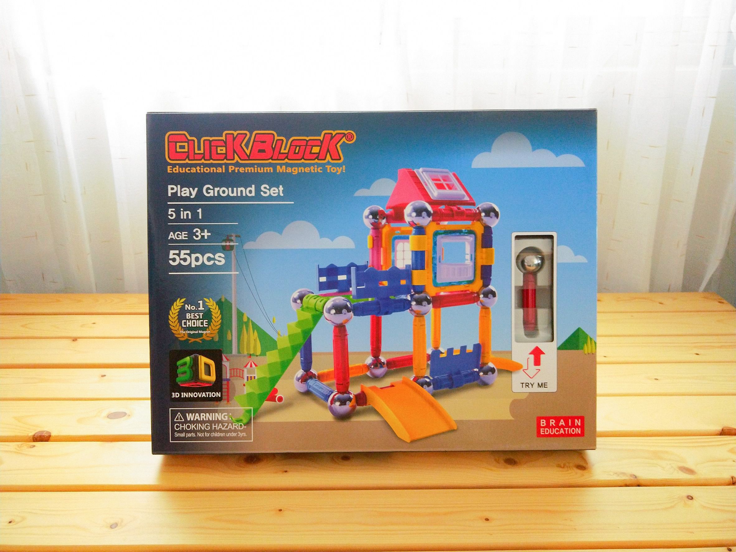 韓國 MagKinder x Click Block - [福利品出清]科學磁力棒-豪華遊樂園-55件組