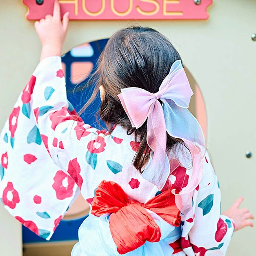 夢幻極光緞帶髮夾-粉藍系