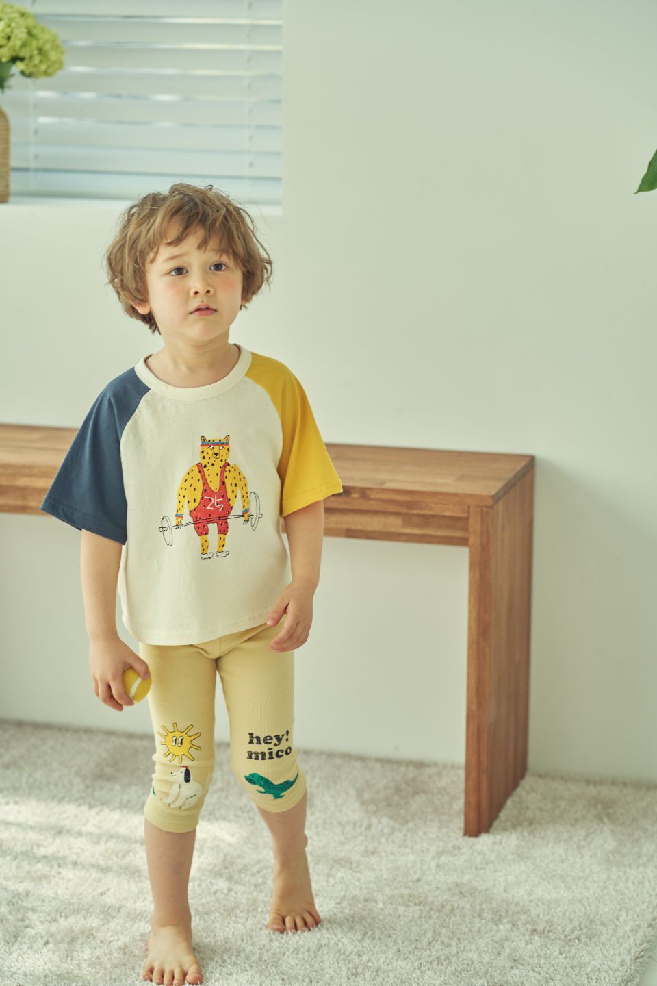 韓國 Mimico - 舉重花豹拼接色T