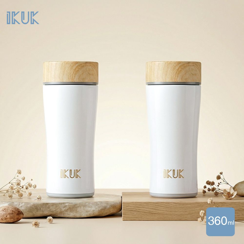 真空雙層內陶瓷保溫杯木簡約-沐光白-360ML
