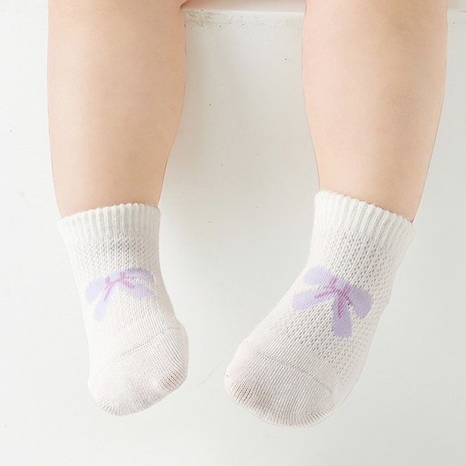 萌兔逛花園點膠網眼船型棉襪