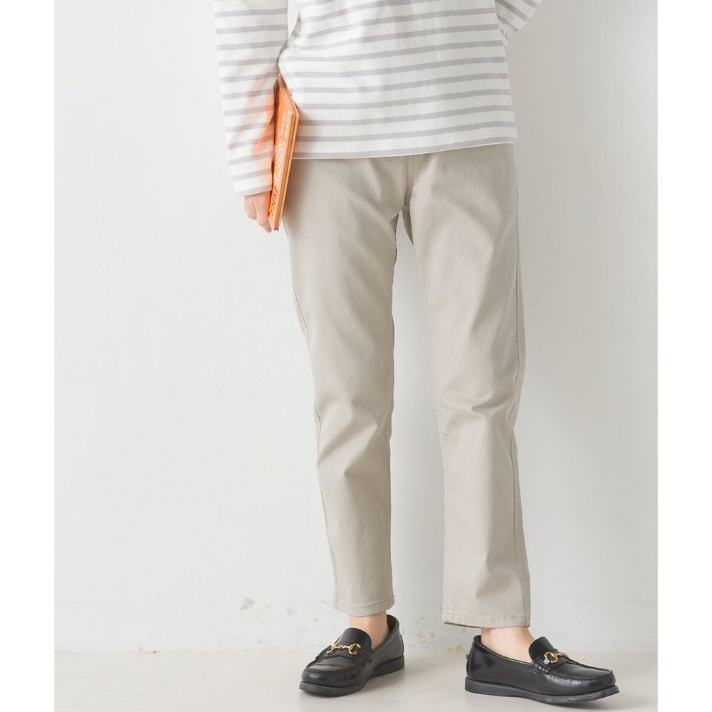 日本 OMNES - [定番]舒適彈力美腿錐形褲 (全腰鬆緊)-氣質灰