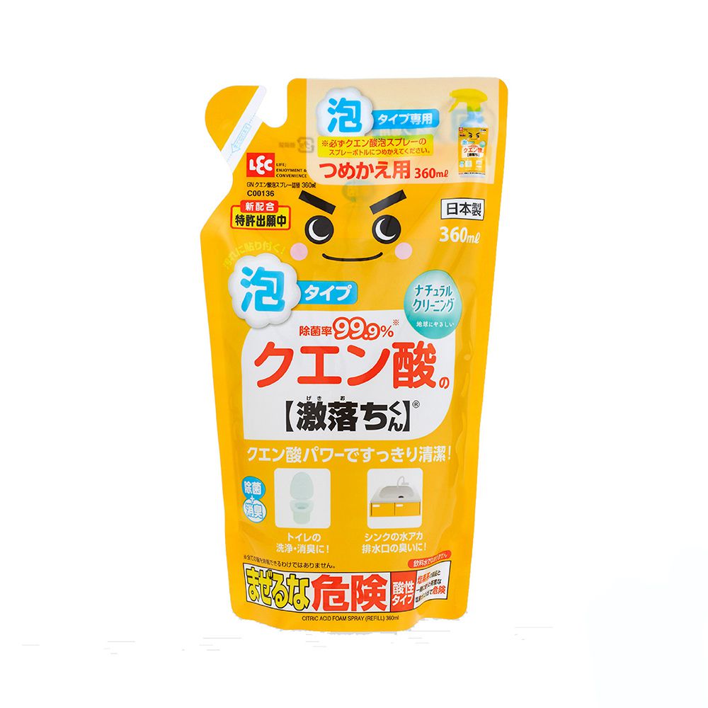 日本 LEC - 【激落君】檸檬酸泡沫去污噴劑補充包360ml(日本製)