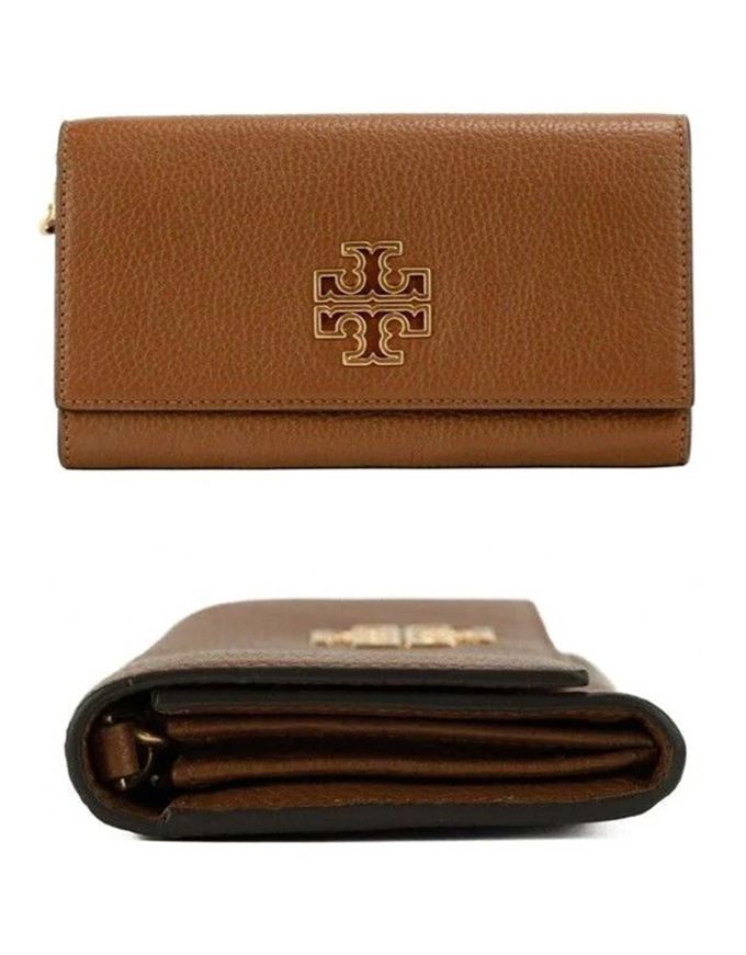 TORY BURCH - 雙T-LOGO皮革信封長夾 (焦糖)