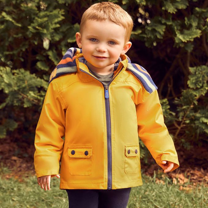 英國 JoJo Maman BeBe - 四合一多功能防水保暖連帽外套-黃色綵帶