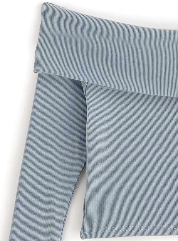 日本 GRL - 平口羅紋彈性長袖上衣-卡其米