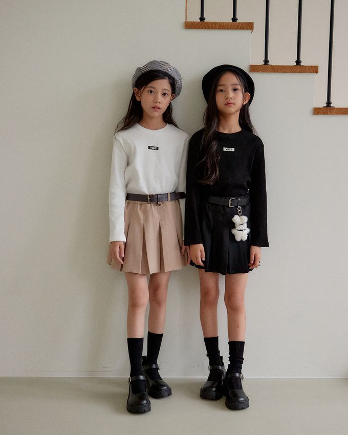 韓國 sm2 - 文字點綴羅紋長袖上衣-白