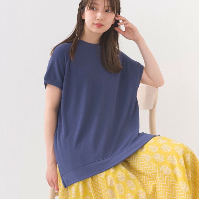 日本 OMNES - 接觸冷感 側開叉休閒短袖上衣-薰衣草