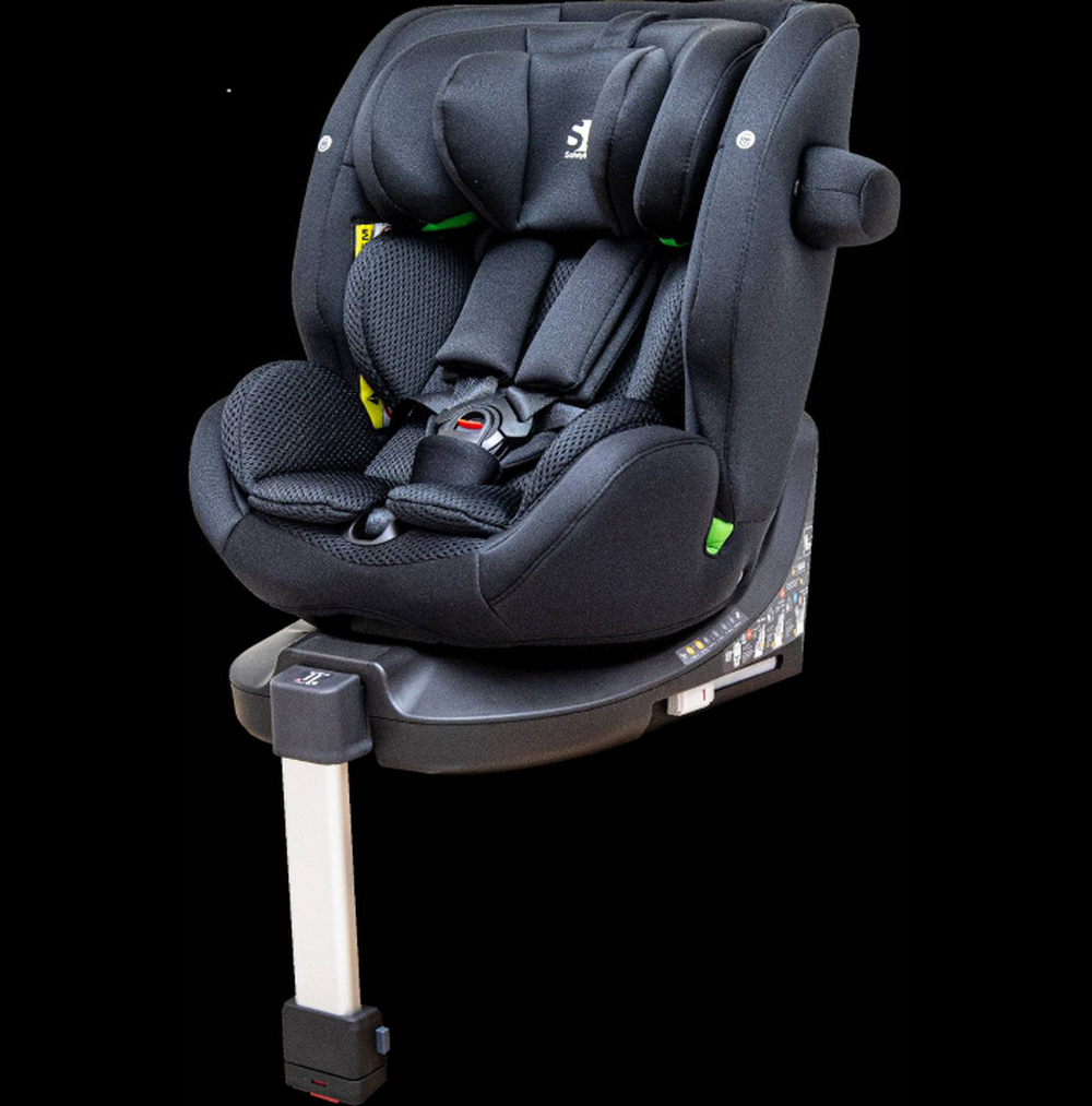 德國0-12歲ISOFIX支撐腳汽座-金屬黑-贈遮陽頂蓬+皮椅保護墊