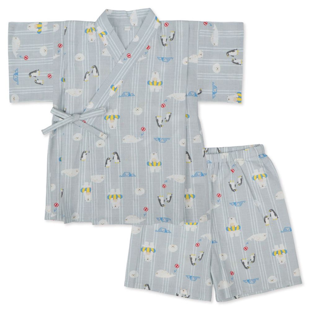 兩件式甚平-海洋生物-灰色