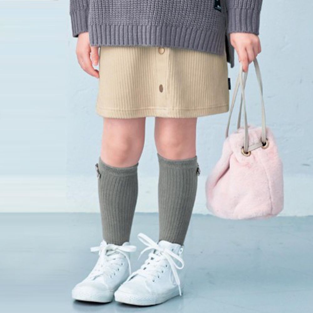日本千趣會 - GITA 質感燈芯絨排釦雙口袋短裙-米