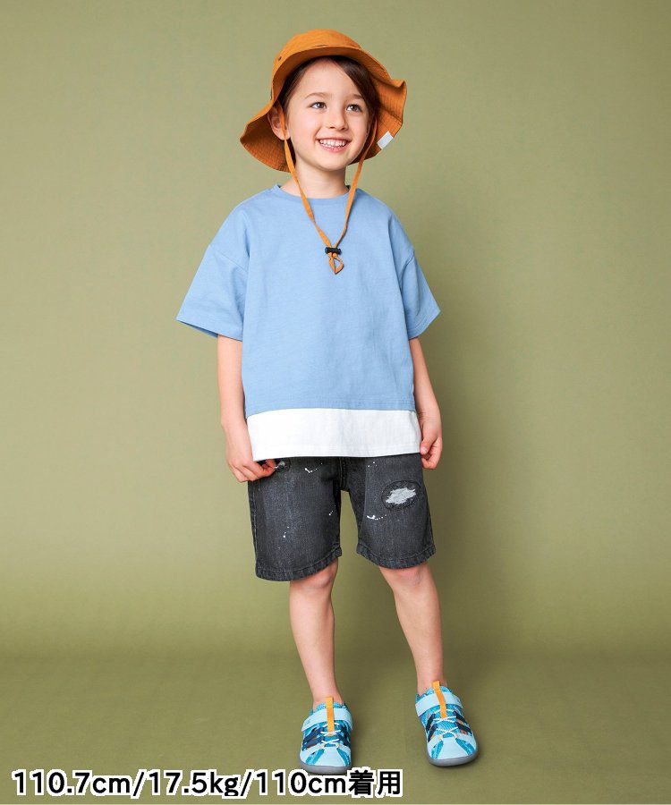 日本 BREEZE - 寬鬆版型背後設計短袖上衣-淺卡其