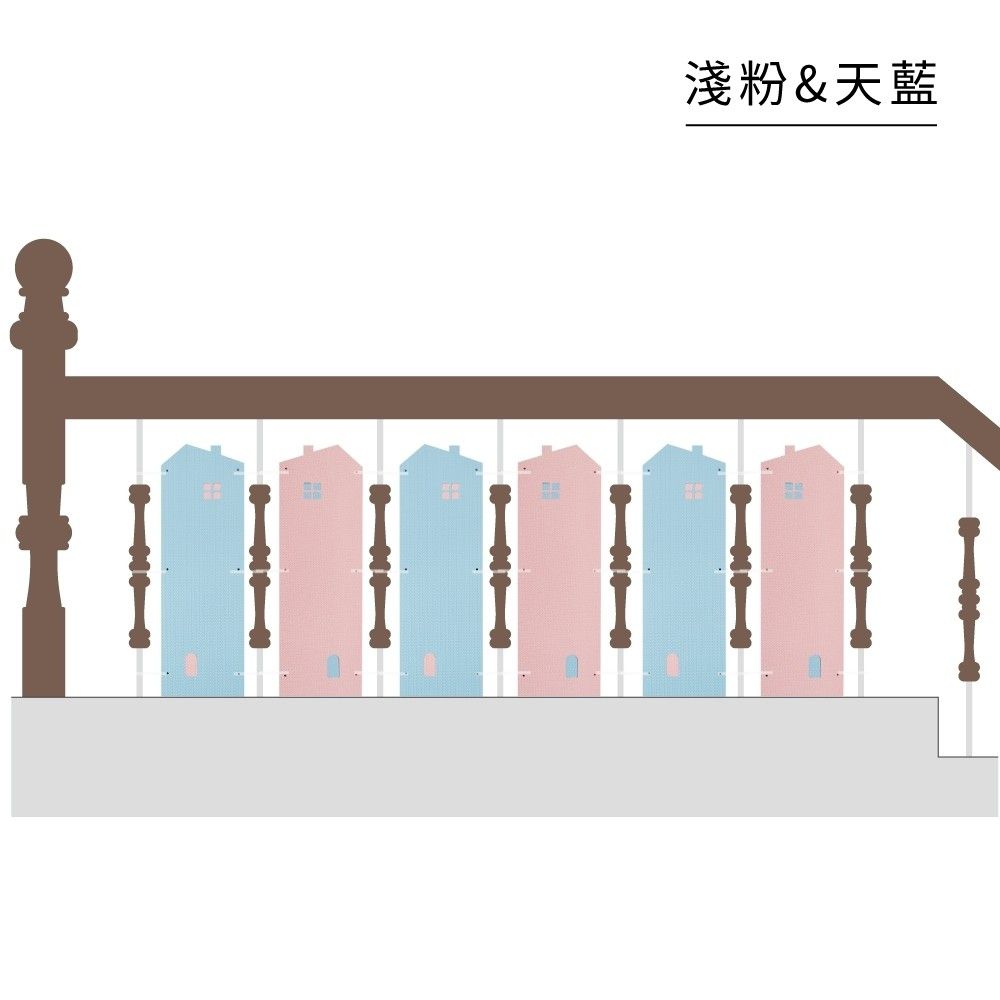 EVA無毒樓梯安全護板6片組-小屋款-淺粉&天藍 (18cm*56cm*2cm)