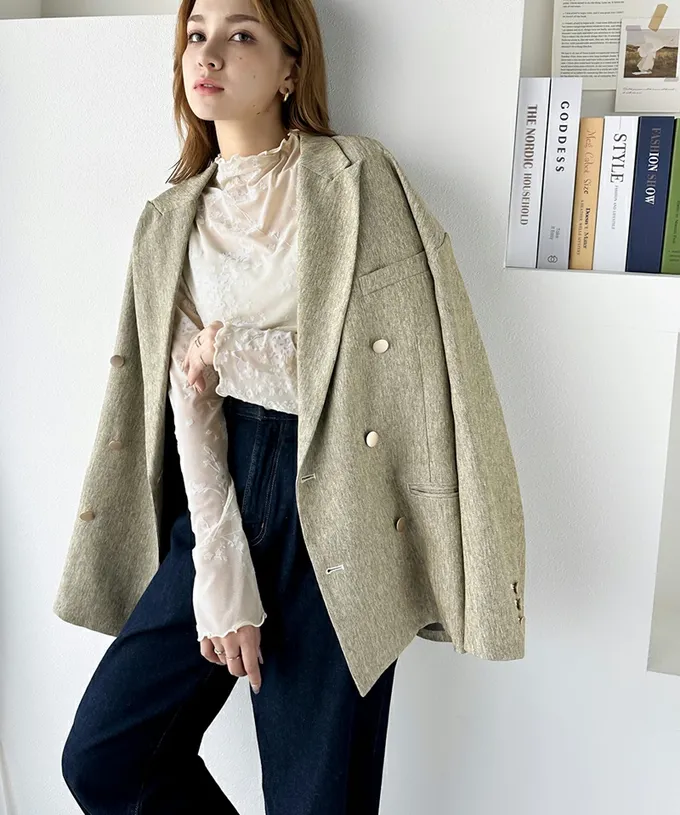 日本 Classical Elf - 成熟感花卉透膚木耳領長袖上衣-白底黑花