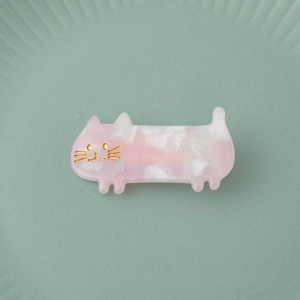 日本 Lycee mine - 大理石紋療癒貓咪髮夾-象牙白 (F)