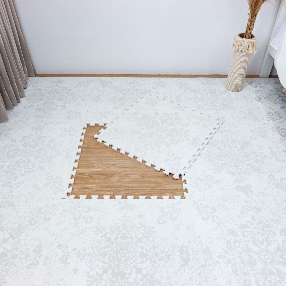 深秋之雪-波斯花系列巧拼-淺灰色 (單片62*62cm)-六片入
