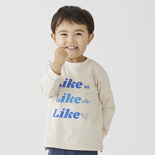 日本 petit main - 男孩俏皮長袖上衣-消防車-雜灰