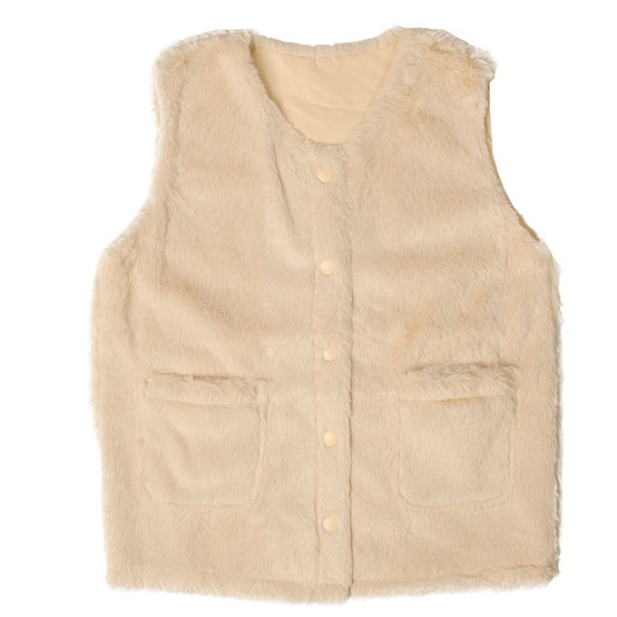 akachan honpo - 雙面背心-淺卡其色