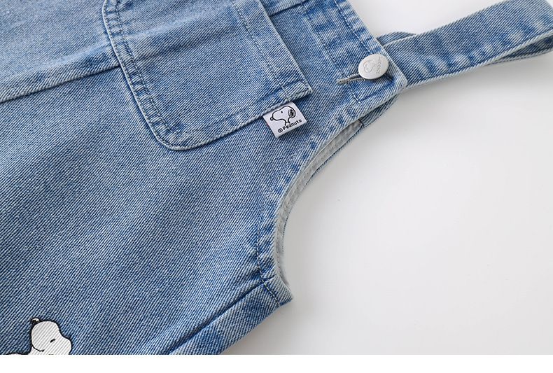 卡通SNOOPY吊帶牛仔連身短裙-小小SNOOPY-藍色