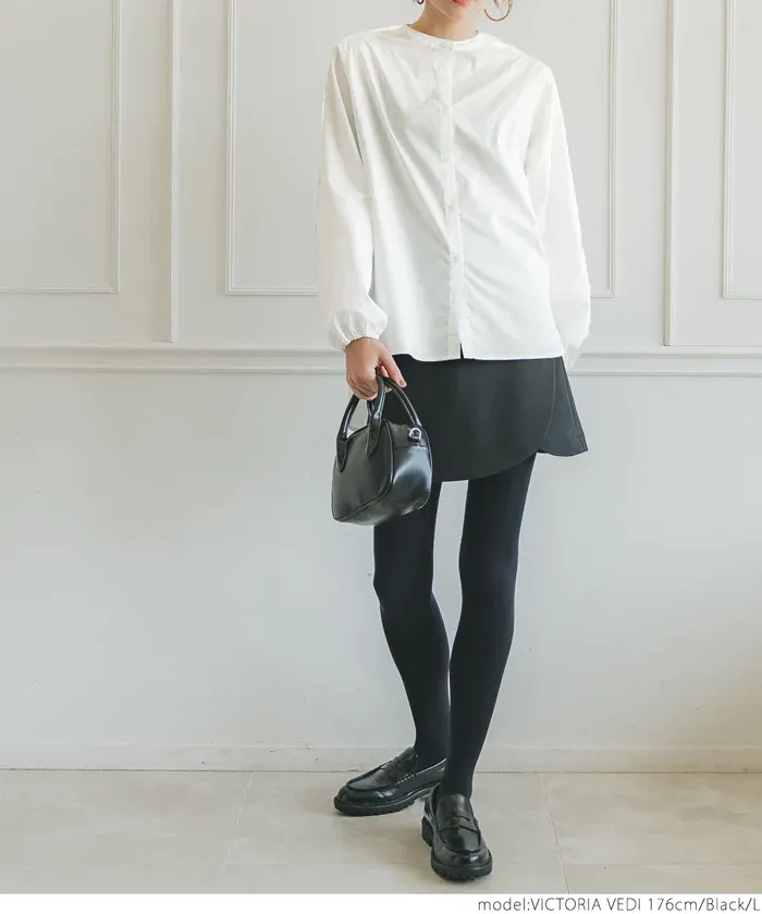 日本 COCA - 高領針織背心+前短後長襯衫2件組-黑