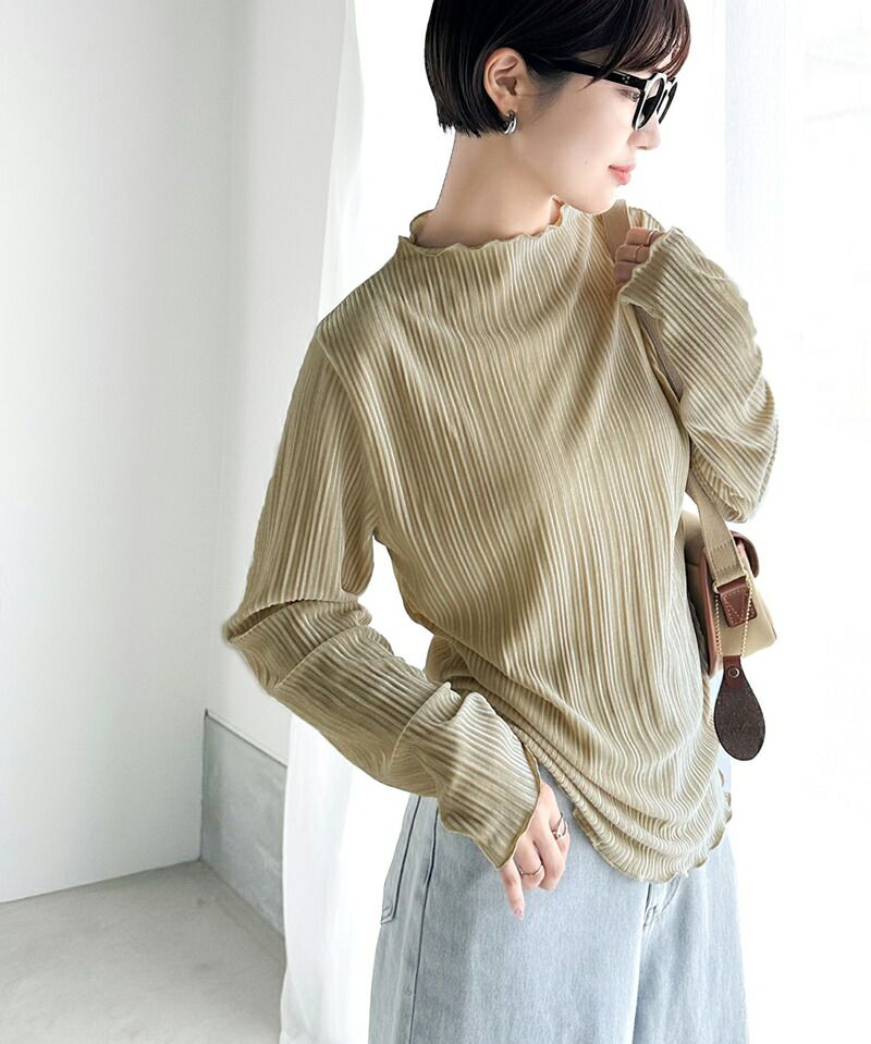 日本 Classical Elf - 光澤感木耳領百搭長袖上衣-黑