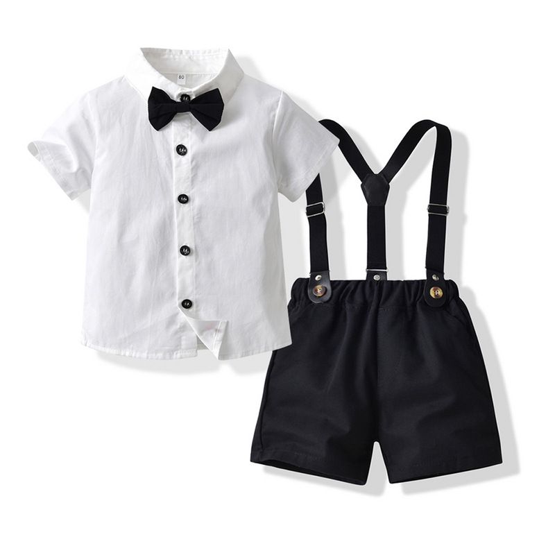 小紳士短袖套裝-白色