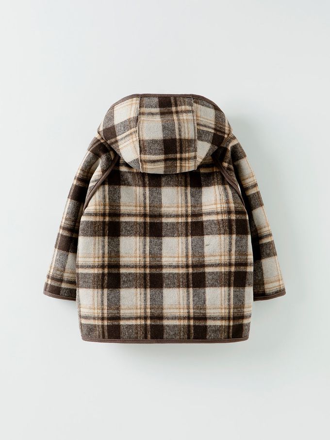 韓國 OZKIZ - 柔軟絨毛牛角釦連帽外套/大衣-綠