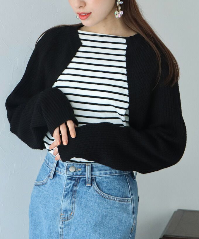 日本 BLUE EAST - 率性羅紋短版針織外套-白