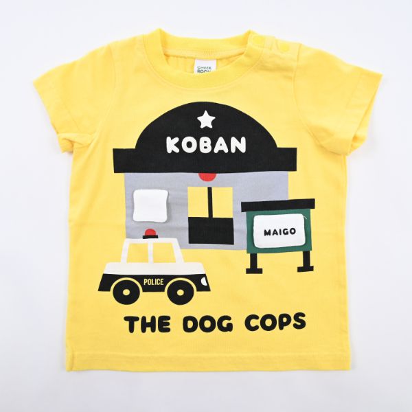 日本 Baby Room - 立體翻翻樂短袖上衣-狗狗警察局-沙杏