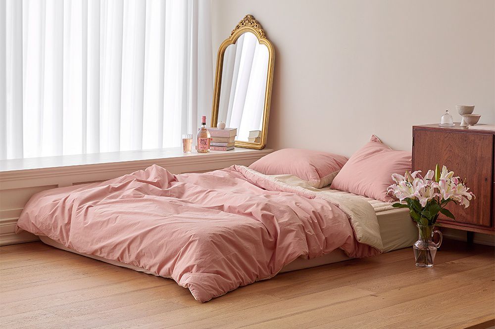 韓國 Maatila - 可水洗雙色高密度60支棉棉被(贈收納袋)-玫瑰花茶