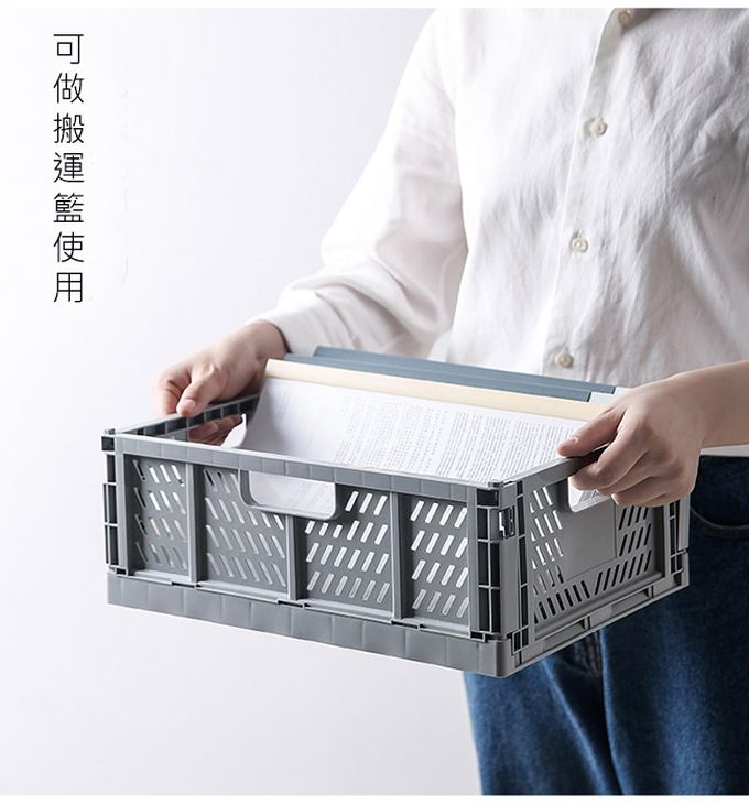 日本山田YAMADA - 日本製 可折疊整理儲物/收納籃2件組-軍綠