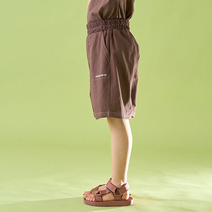 日本 b-ROOM - 柔軟舒適縫線短褲-水藍