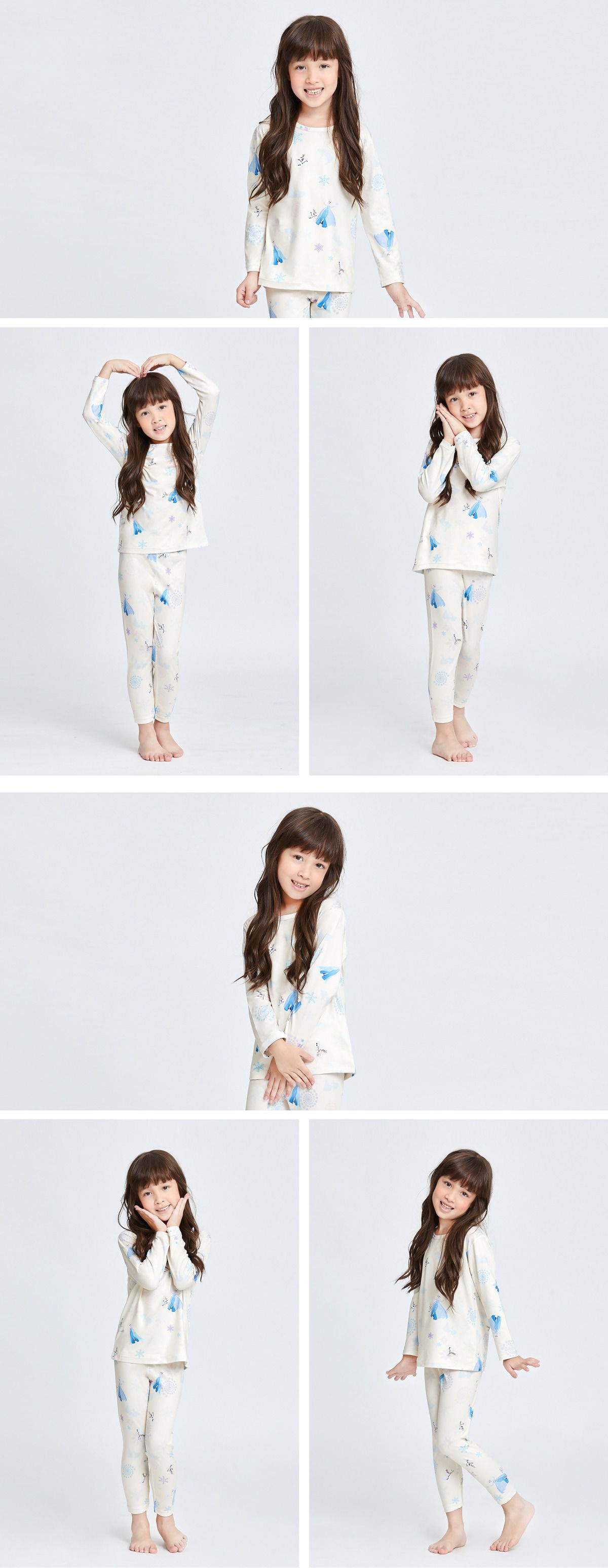 WIWI - 雪耀艾莎溫灸刷毛圓領發熱衣-童-米黃白