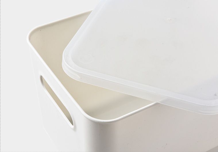 日系簡約白色收納盒-加高款中號（36.5x26x16.5cm）-有把手