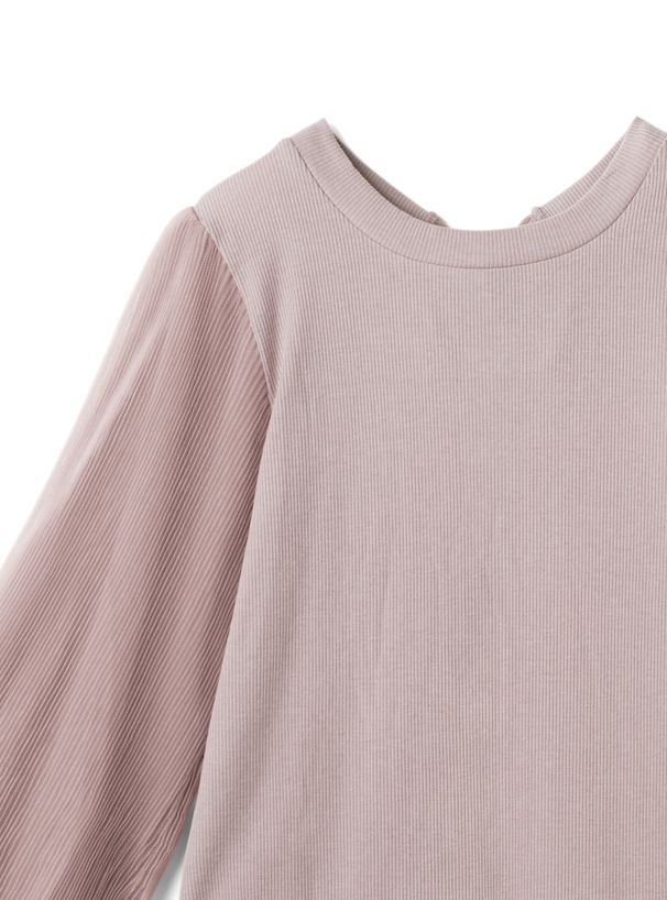 日本 GRL - 甜美薄紗拼接長袖上衣-煙燻粉 (F)