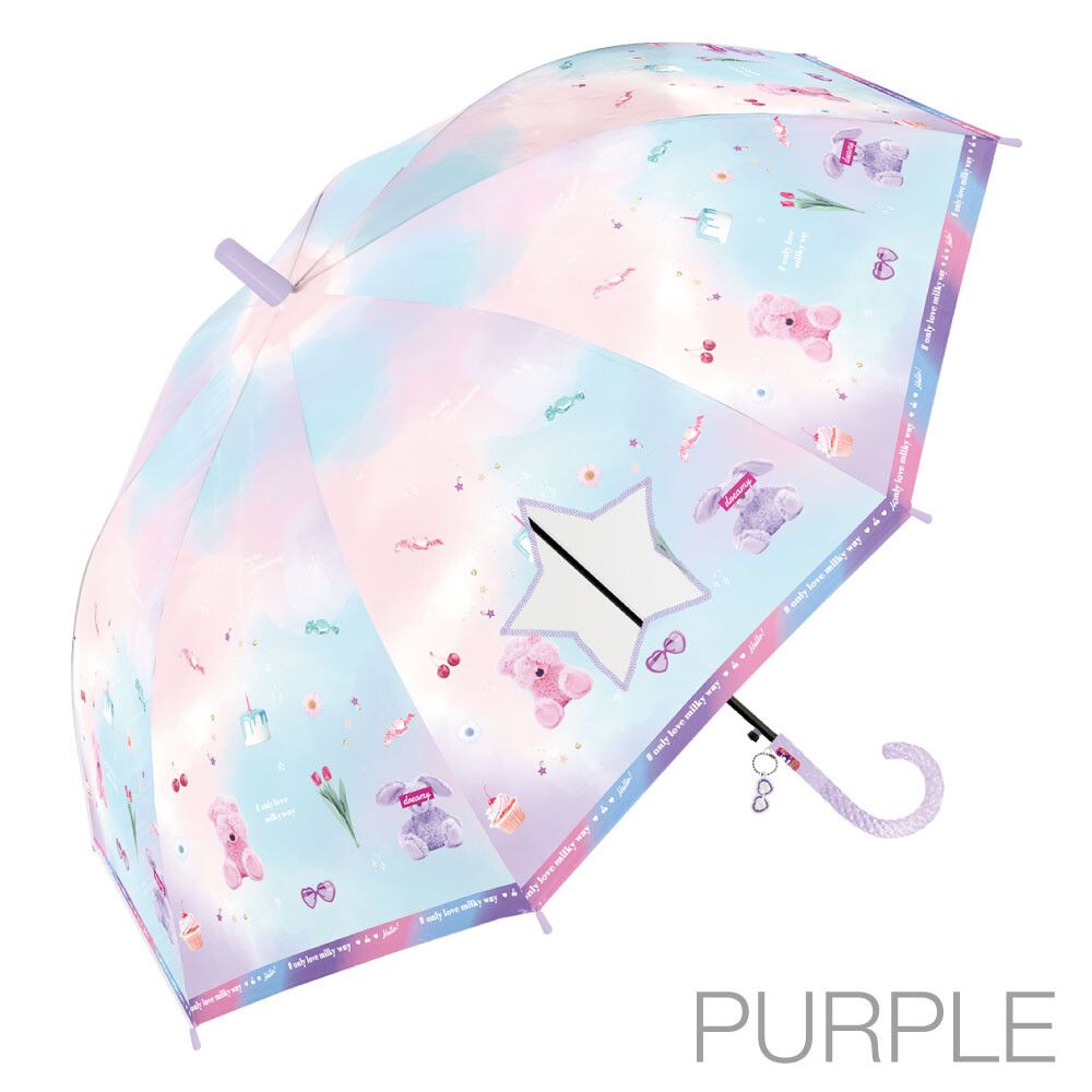 日本中谷 - 透明窗設計兒童雨傘/直傘-少女房間-粉紫 (55cm(身高130cm以上))