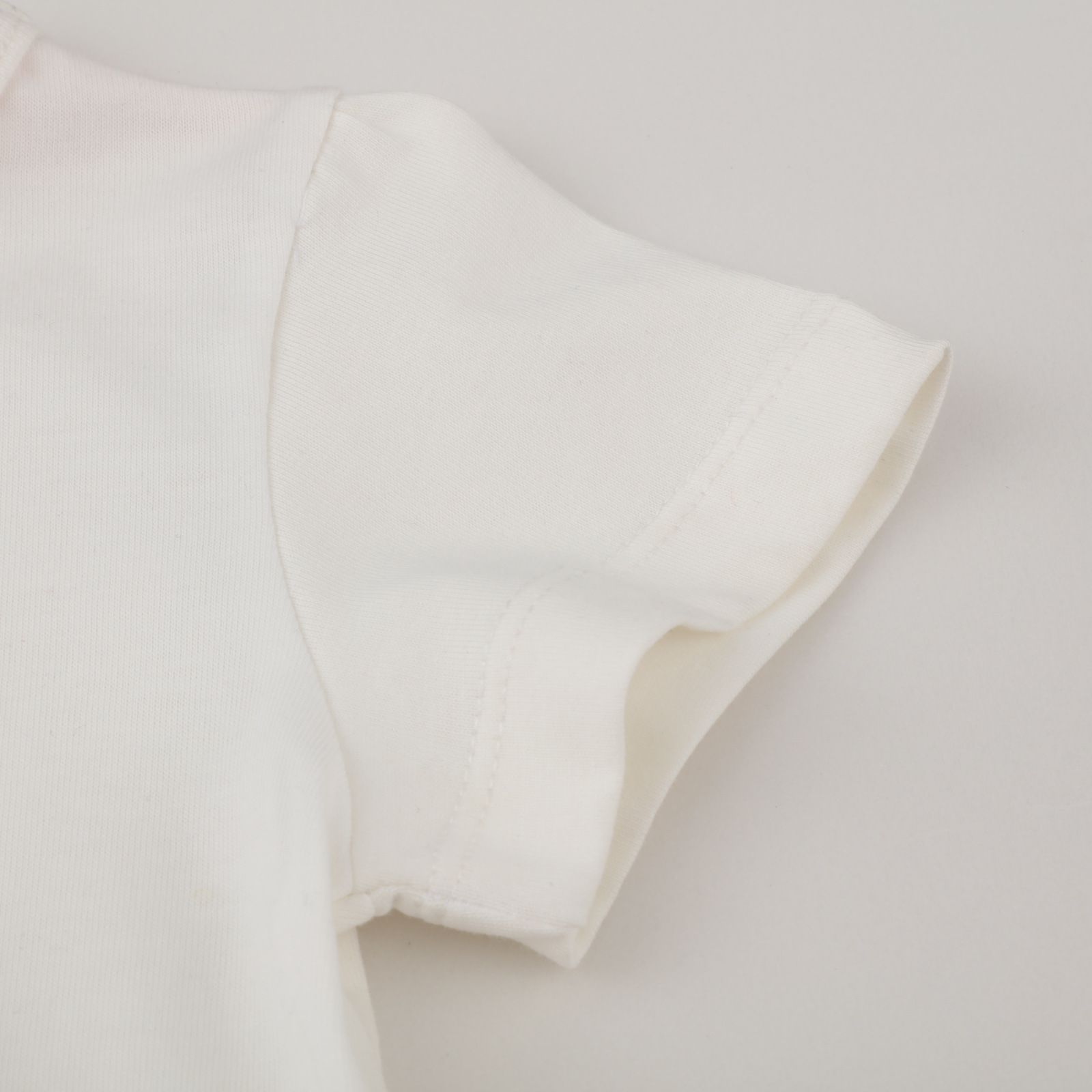 Jumping meters - 棉質圓領短袖網紗洋裝-兔子-白色