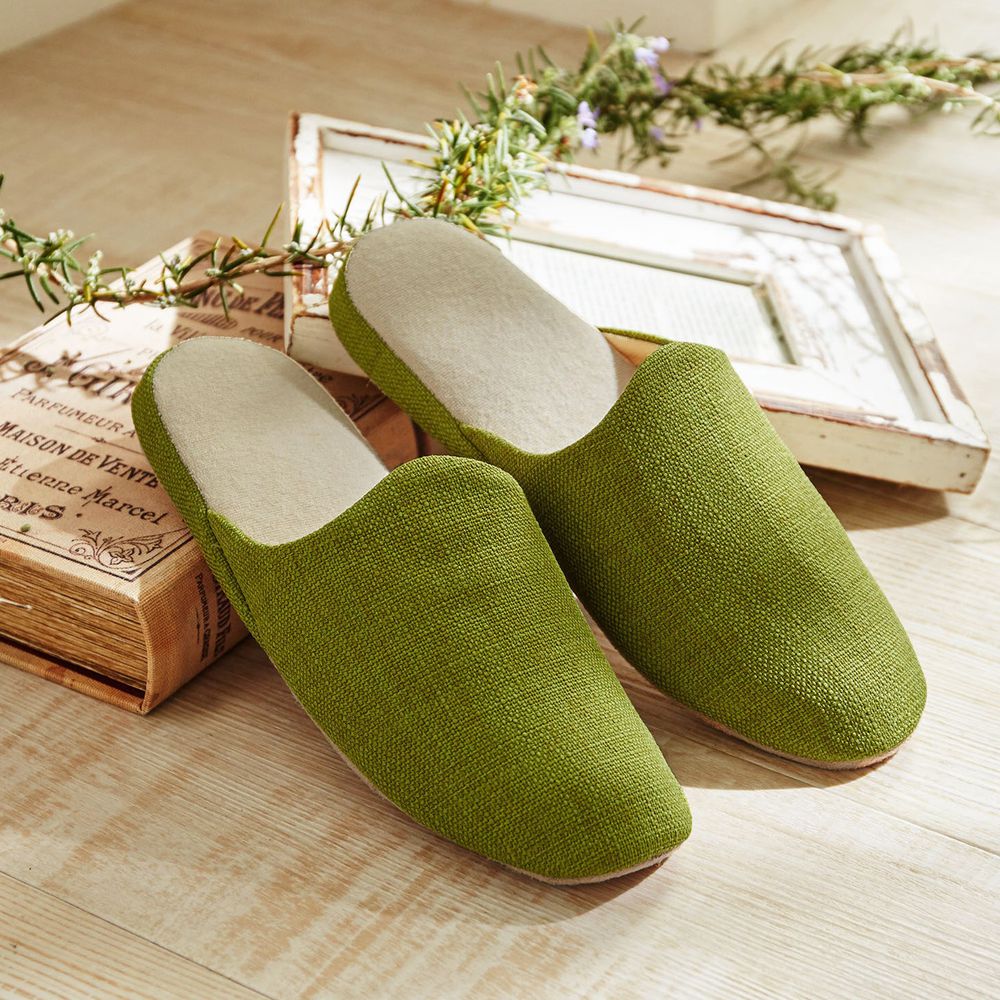 日本千趣會 - 無印風 簡約室內拖鞋-橄欖綠