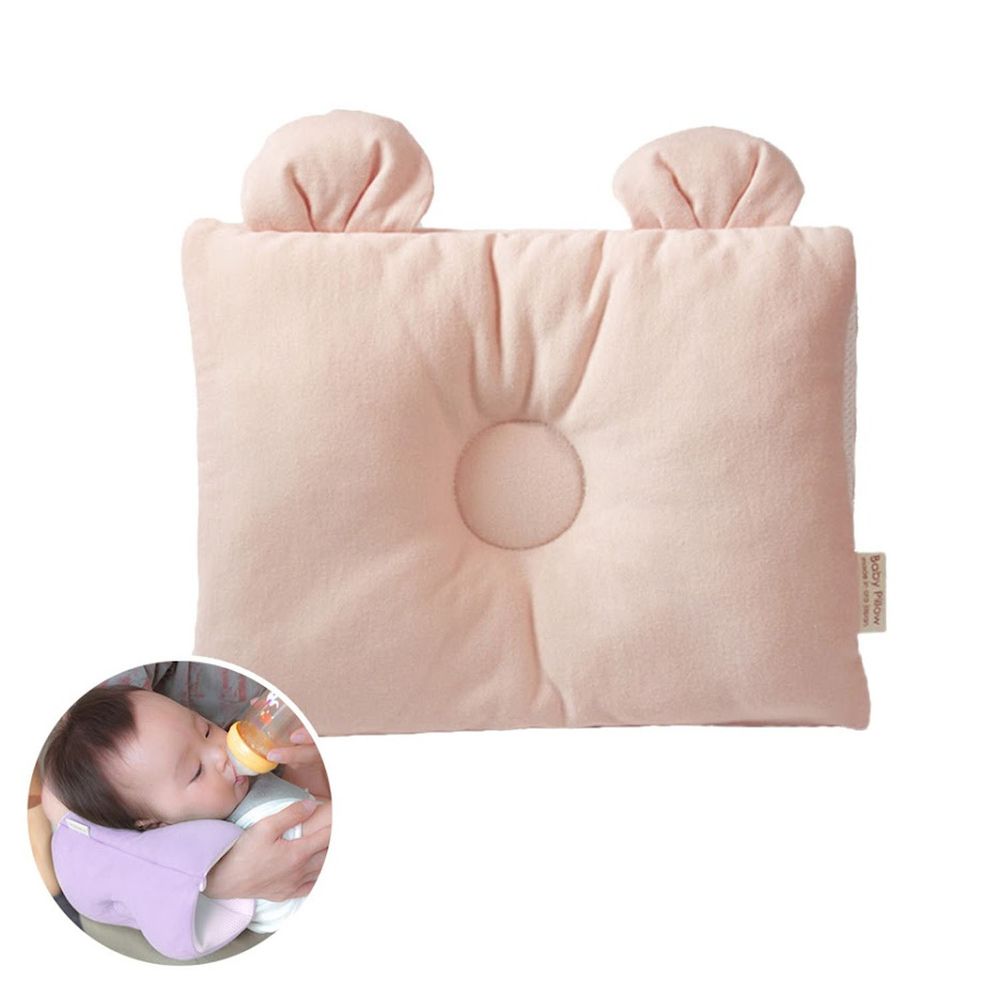 日本Makura - 【Baby Pillow】兩用型透氣授乳臂枕-蜜桃粉 (M (長 25 x 寬 20 + 4(耳朵) cm))