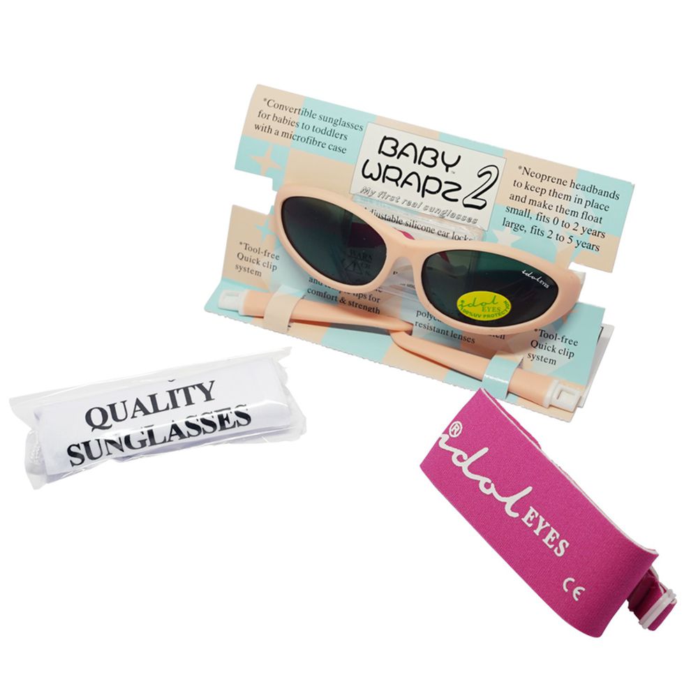 澳洲 Idol EYES - 兒童太陽眼鏡-Baby Warpz 2-粉紅色 (0-5歲嬰幼兒款)-附鏡面+一組鏡腳+兩組頭帶+透明耳掛+超細纖維眼鏡套