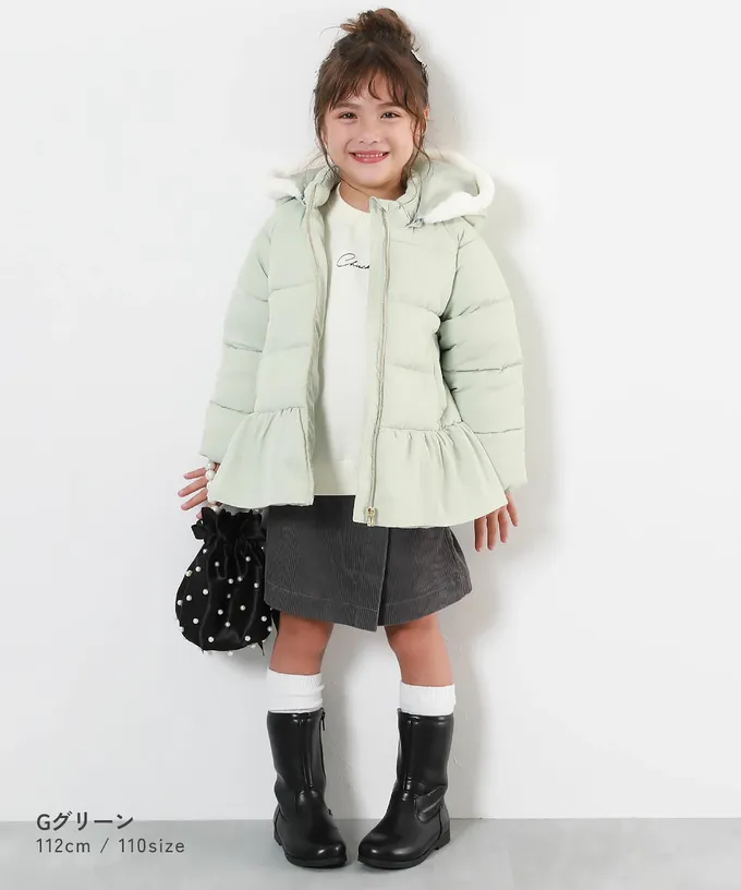 日本 devirock - 甜美下擺輕暖纖維羽絨外套(毛帽可拆)-象牙白