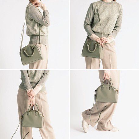 日本 Chepeli - 2way仿皮迷你波士頓手提包/側背包-100. 格紋圖騰咖啡 (18x23x10cm)