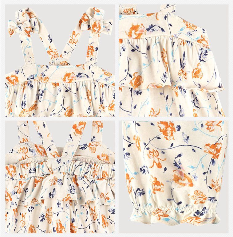 韓國 milk mile - 花紋細肩帶層次套裝-白混花紋