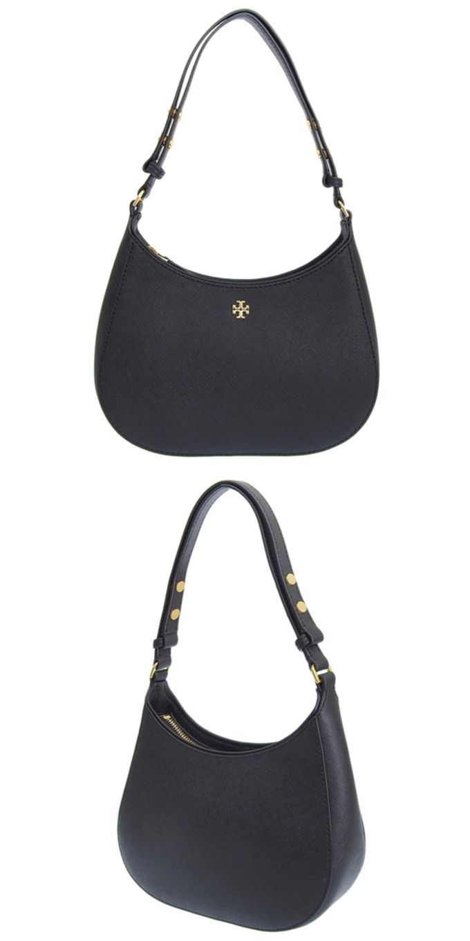 TORY BURCH - 簡約皮革雙T-LOGO肩背包 (黑)