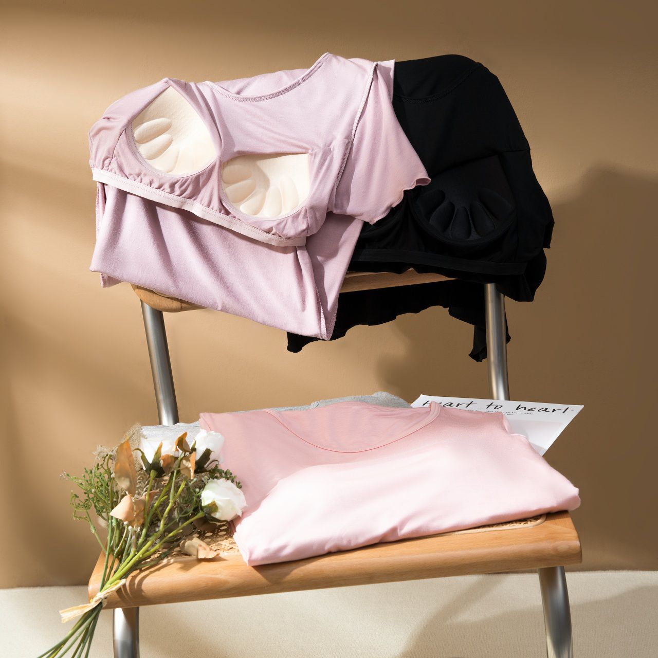 莫代爾Bra T 連身裙/家居服-藕粉色